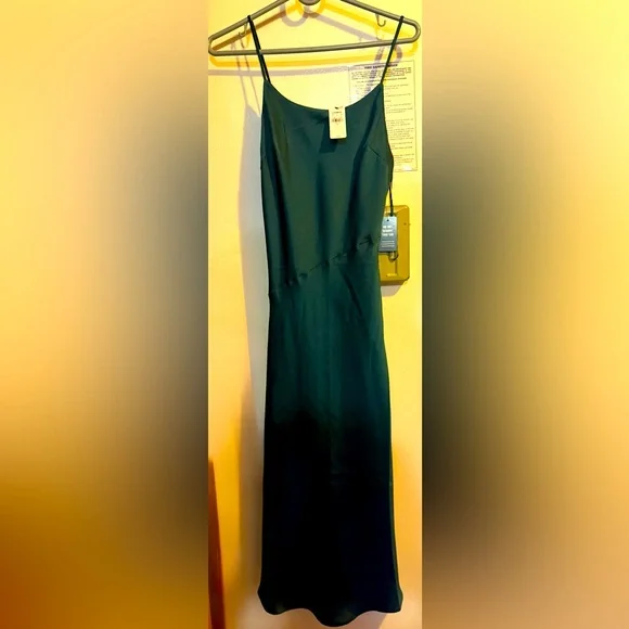 Brand New Express Dark Green Midi Slip Dress with Spaghetti Straps. Size S - Picture 3 of 3